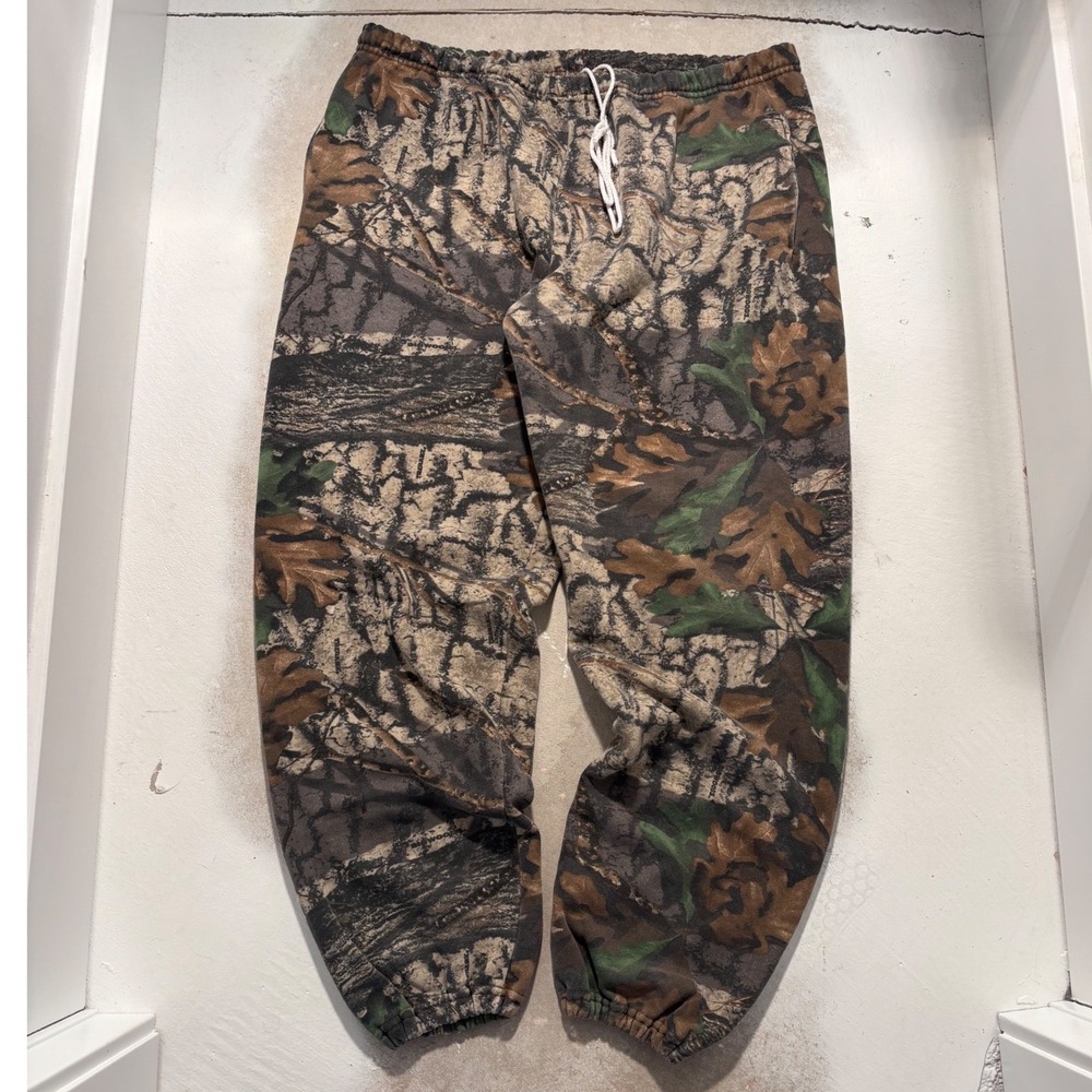 Jerzees Outdoors Mens 2XL Camo Sweatpants Tree Bark Hunting Fleece Joggers